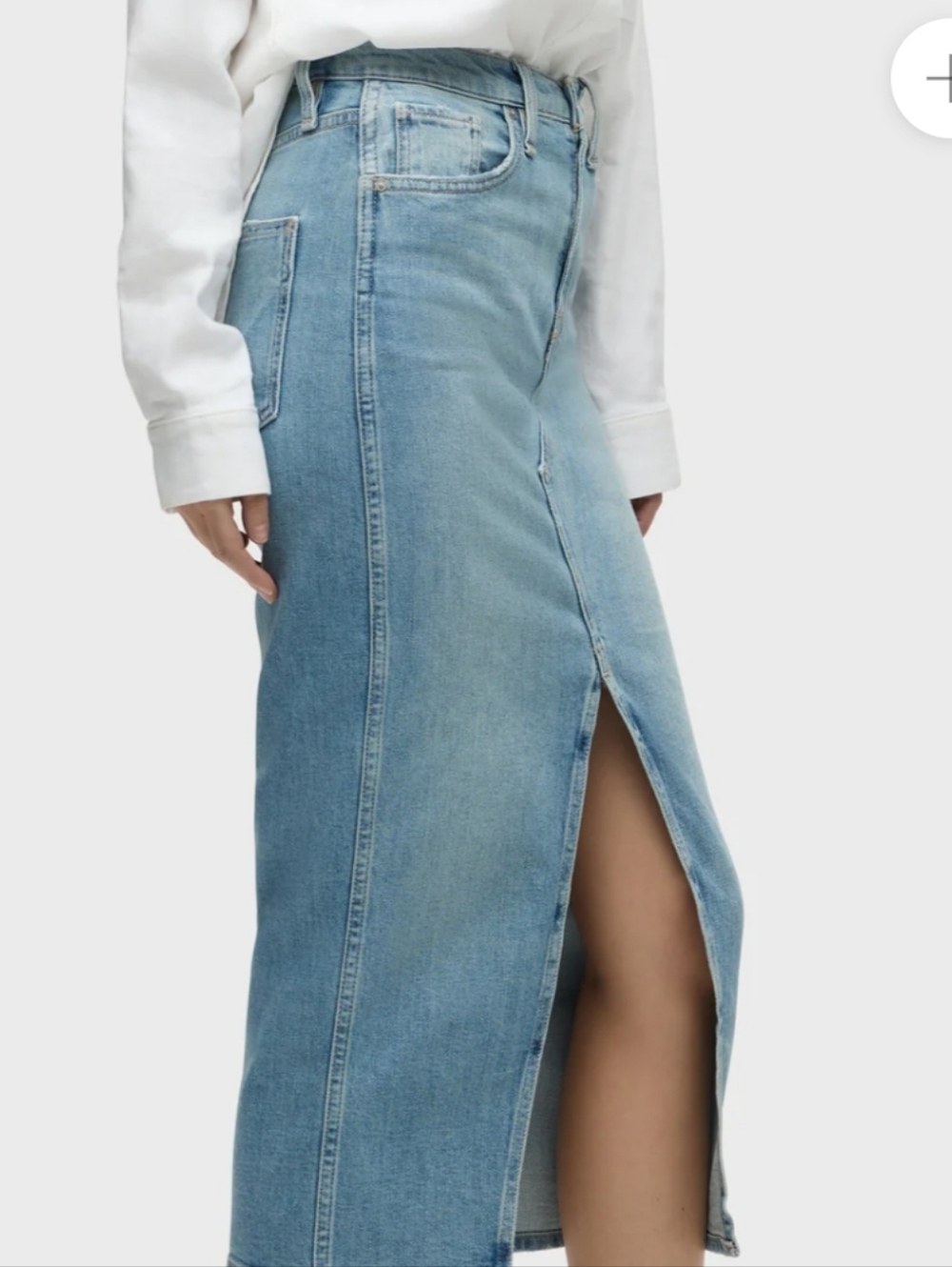 Hudson Reconstructed Denim Maxi Skirt with Front High Slit Womens 26 Waist - Picture 9 of 13
